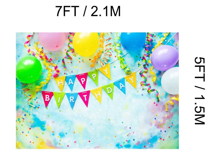 BELECO خلفية عيد ميلاد سعيدة من بيليكو 7x5 قدم زينة حفلات عيد ميلاد الأطفال لافتة عيد الميلاد بالونات ملونة خلفية حفلة عيد الميلاد ديكور طاولة الكعكة للأولاد والبنات والنساء تصوير فوتوغرافي خلفية props - Image 5